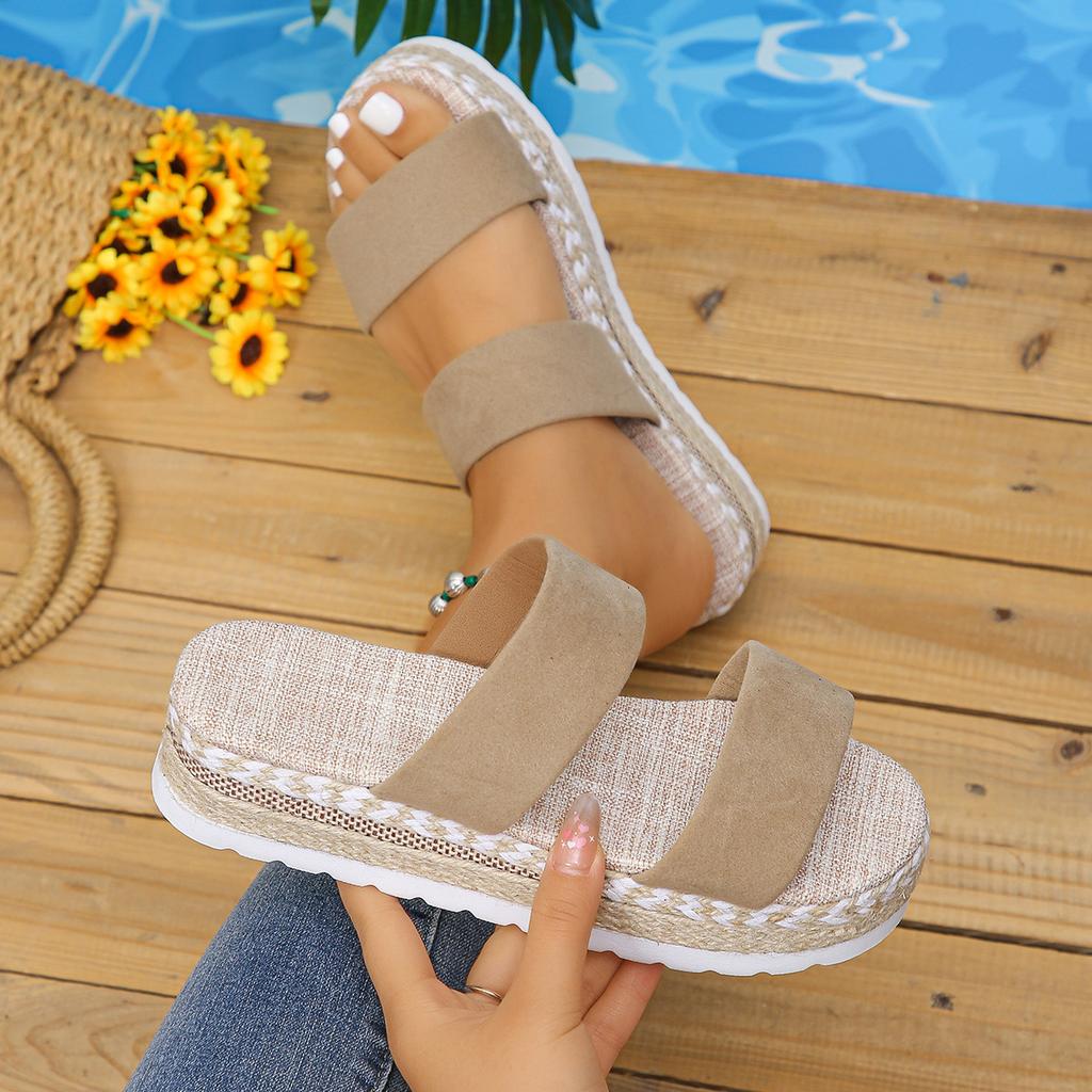 Round Head Fashion Roman Sandals Are Good for Women's Shoes In Summer, New One-word Belt Platform Sandals for Women