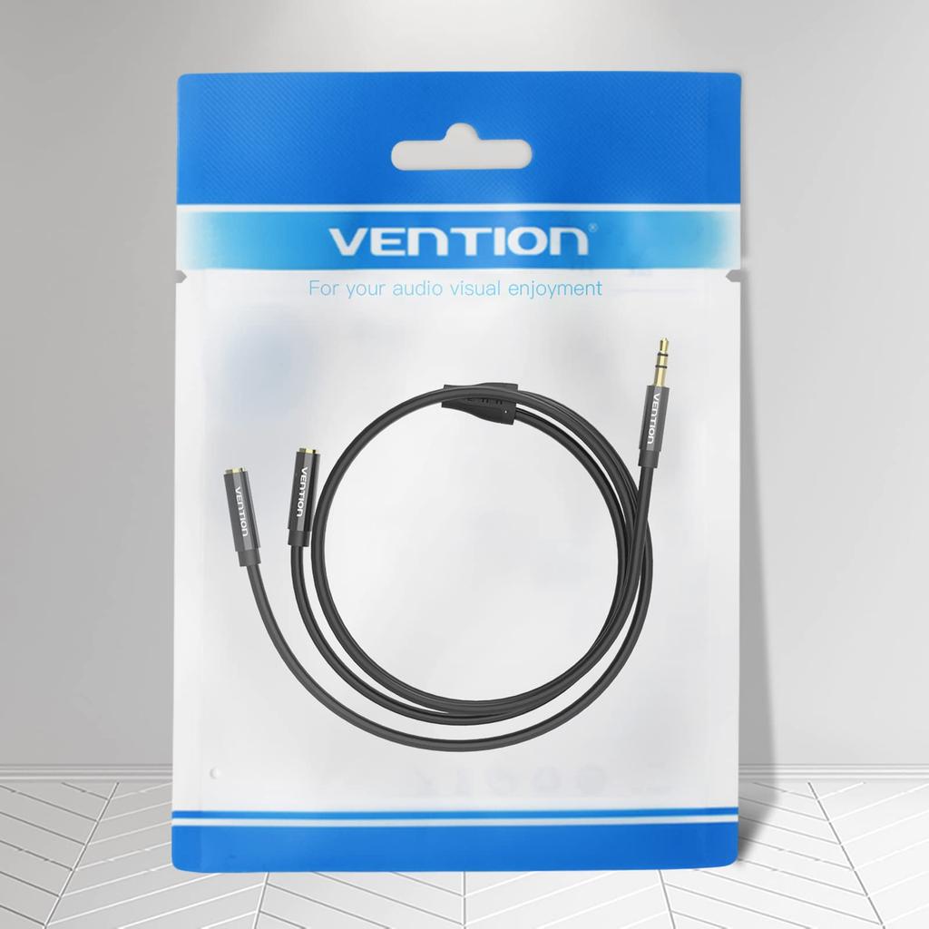 Vention Audio Distribution Cable Female Audio Cable Stereo Mini Plug Black 3.5mm (Male X2) 0.3m