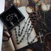 Fashion Handmade Round Beads Catholic Rosary Necklace for Cross Pendant Religious Jesus Necklaces Men Women Jewelry Charm Gift