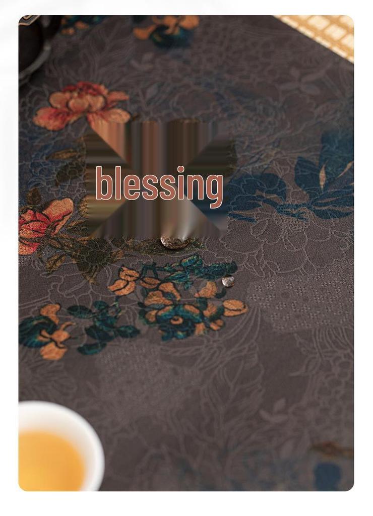 High-End Xiangyun Silk Zen Tea Mat: Waterproof Jacquard Tablecloth & Retro Runner