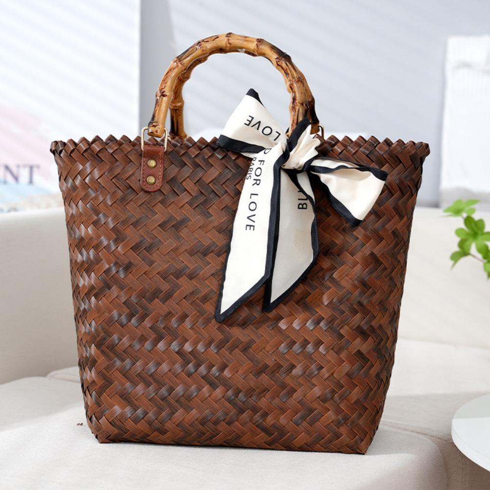 PP Shoulder Bags Bamboo handle Crochet Bag Fashion Shopping Tote Bags  Women