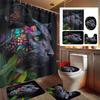 4 stuks Fantasy Luipaardprint Douchegordijn, Douchegordijn Set, Wordt geleverd met 12 Plastic Haken, Machinewasbaar, Badkamer Accesso