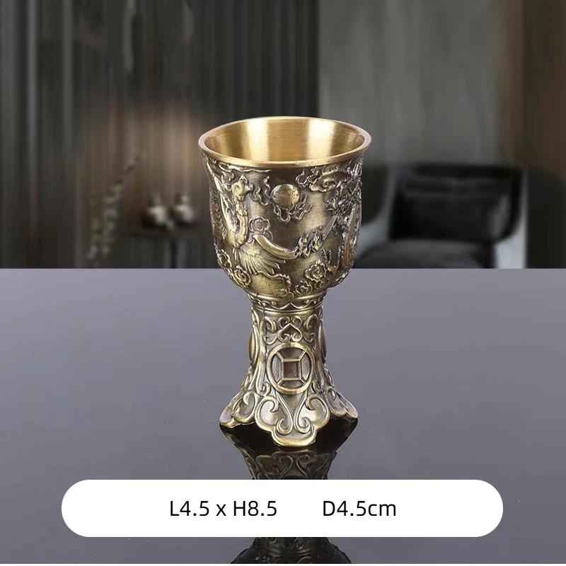 Light Luxury Engraved Bronze Wine Goblet – Vintage High Foot White Wine Glass for Home, Party & Bar
