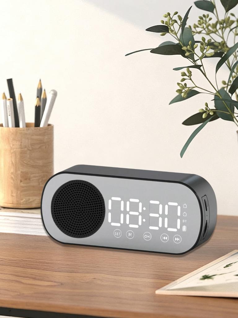 Bluetooth speaker, mirror-faced clock alarm clock smart speaker, bass-heavy FM card insertable small speaker
