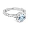 Blue Topaz Round Halo Accents Ring –925 Sterling Silver