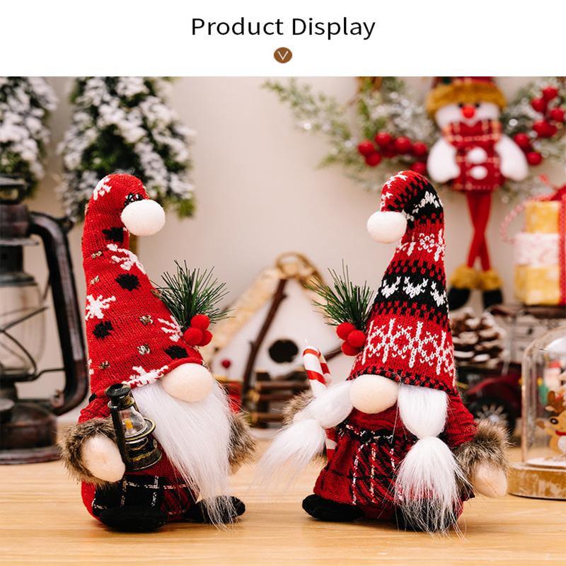 Christmas Plush Gnomes Dolls Red Knitted Suit Faceless Doll Nordic Xmas Elf Doll Ornaments Home Christmas Decorations Party Gift