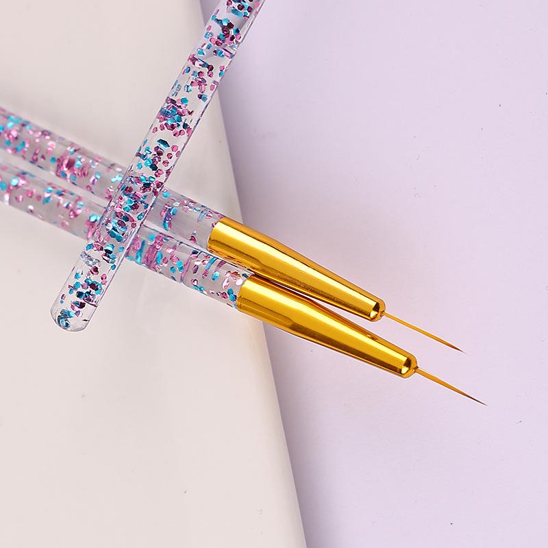 3-Piece Blue-Purple Quicksand Nail Art Drawing Pen Set with Aluminum Tubes