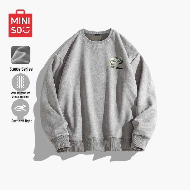 MINISO Men's Suede-Feel Crewneck Sweatshirt