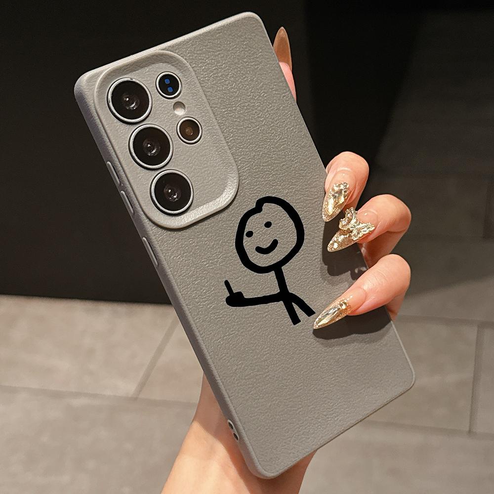 Samsung A07 A16 Xiaomi Redmi 13C 14C for iPhone 17 16 Pro Max Infinix Realme Phone Cases Soft brown Leather pattern TPU Case NY49 Cartoon Matchman