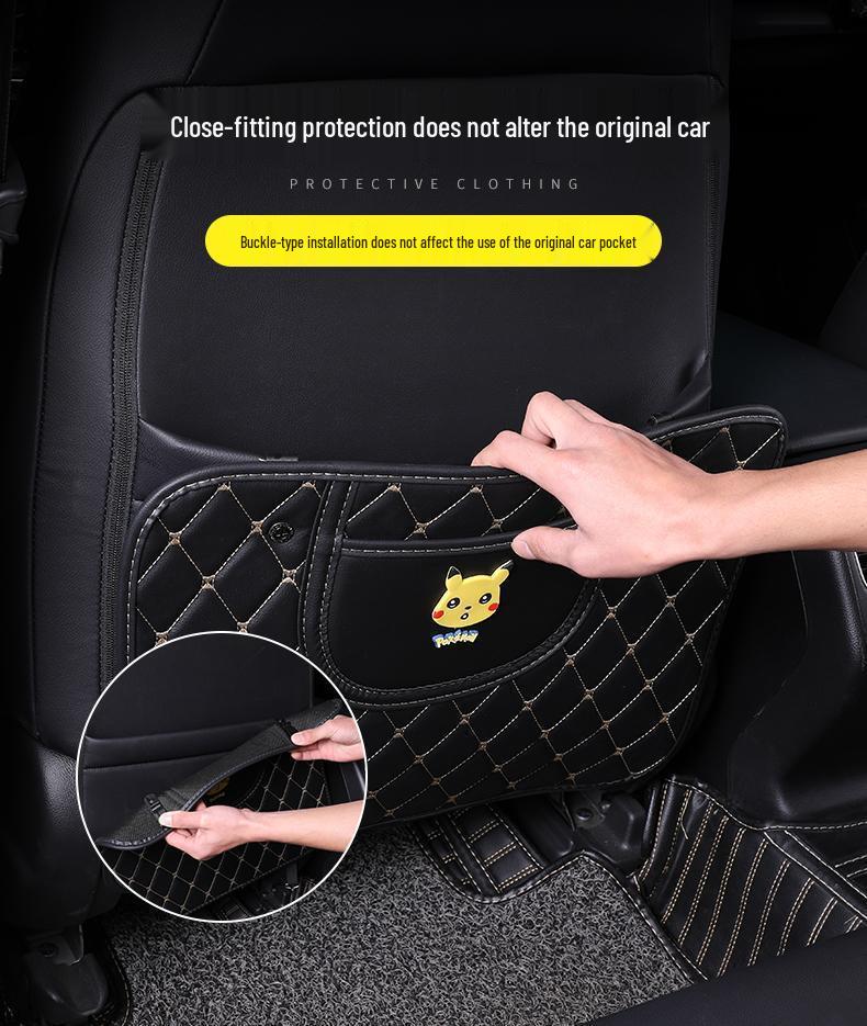 Children's Car Seat Back Protector: Creative Cartoon Kick & Scuff Guard