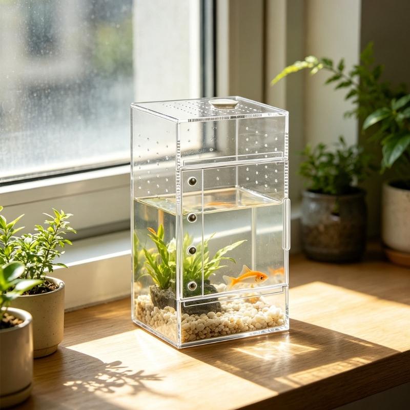 Kleine Reptilien Zuchtbox Transparenter Acrylkäfig Lebensraum Zuchtbox Kleiner Glasbehälter Behälter Springspinnen