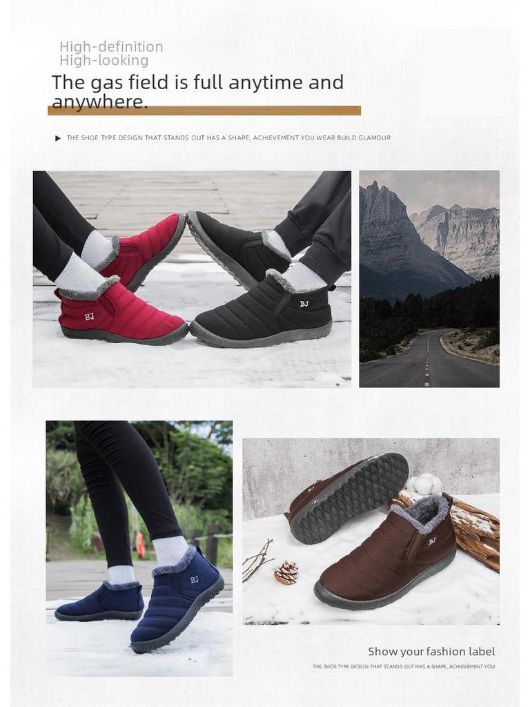 Cizme de zăpadă de iarnă impermeabile, de mărime mare, căptușite cu catifea, din bumbac