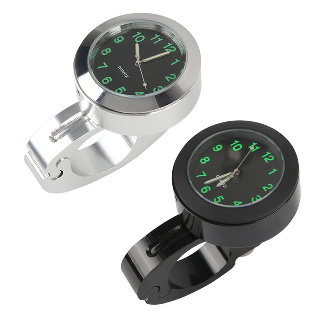 Motorcycle Handlebar Clock For 7/8" To 1" Handlebars, Billet Aluminum Waterproof Shock-absorbing Handlebar Clock Watch, Luminous Design, Universal Acc