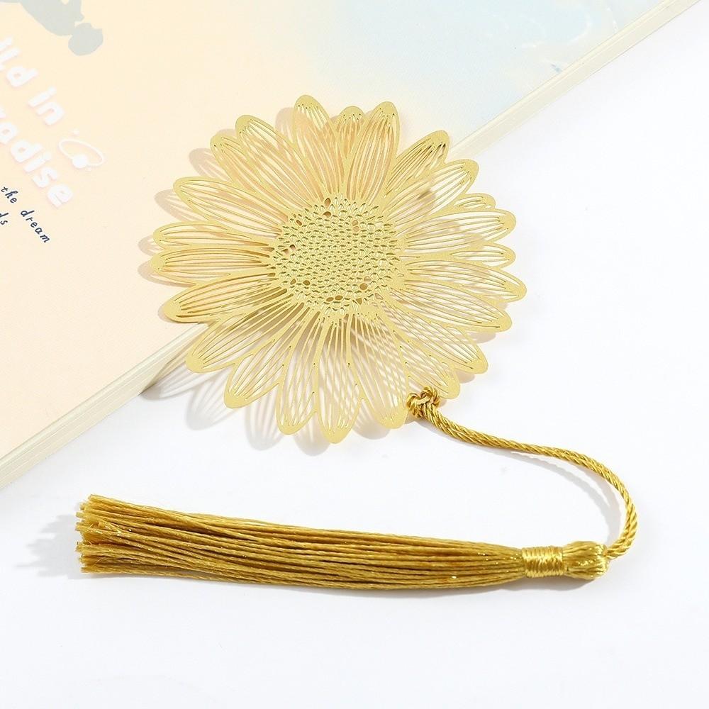 Sunflower Pattern Hollow Tassel Book Markers Leaf Chinese Style Bookmark  Book Marking