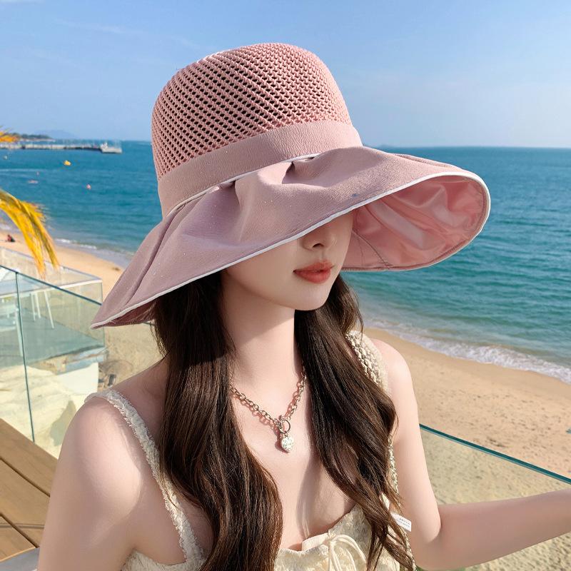 

Новая шляпа женская вязаная сетчатая дышащая шляпа-ведро с пайетками и цветным клеем солнцезащитная шляпа летняя шляпа от солнца Average size