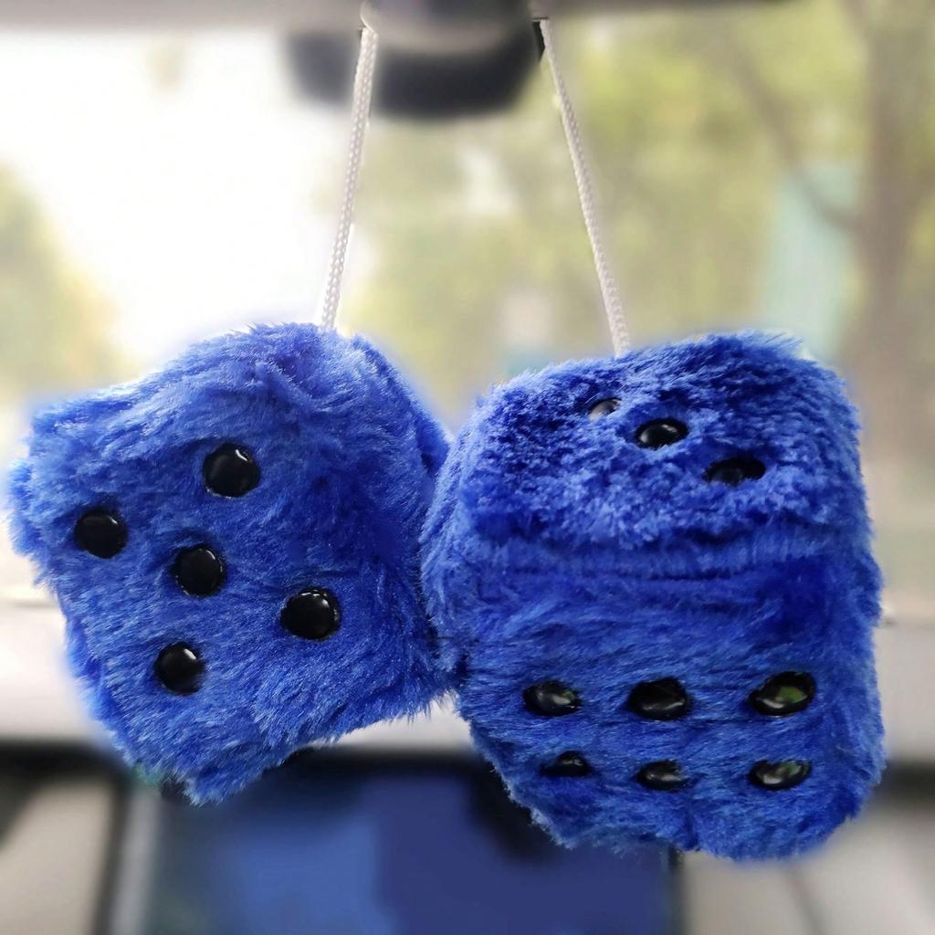 Couple Fuzzy Dice With Leather Dots Retro Car Mirror Hanging Accessories For Car Decoration