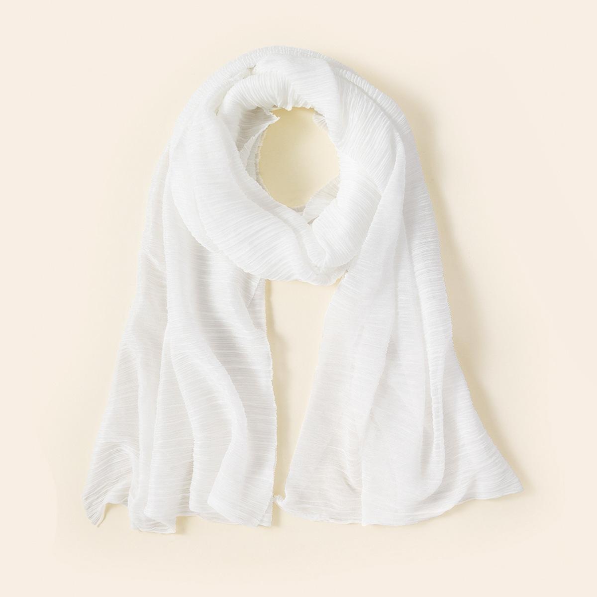 yarn headscarf ethnic style scarf cover cross-border long scarf four seasons monochrome crepe plain shawl women