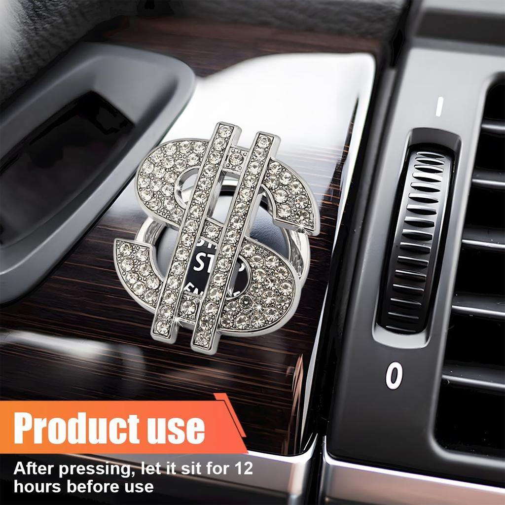 Bling Dollar Car Push Start Button Cover with Rhinestone, Anti-Scratch Engine Start Stop Button Cover Ignition Switch Protective Cap – Universal