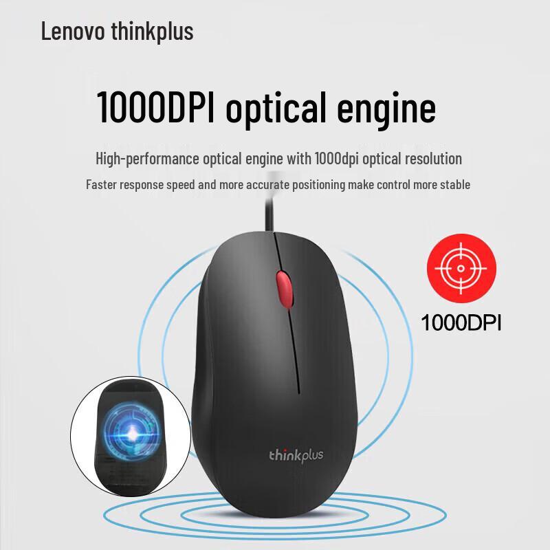 Lenovo ThinkPlus M80 Wired Optical Mouse