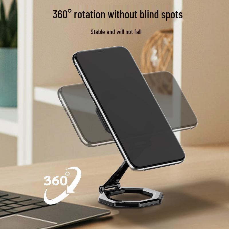 Dual-Sided Magnetic Phone Holder - Alloy Foldable Stand for Desktop & Car