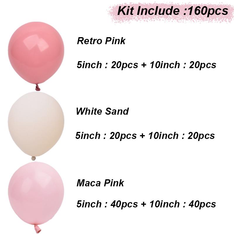 Pink Beige Balloon Garland Arch Kit Baby Shower Girl Birthday Decorations Ballons Party Supplies Wedding Christening Event Decor