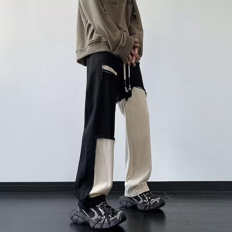 Джинсы JYL для пар Многокарманные Деконструированные Прямые Летние Американский Уличный Стиль Стирка Деним 3XL