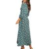 Boho Floral Maxi Dress Elegant Style Long Sleeve High Waist Loose Casual Beach Dress for Women Bohemian Printed