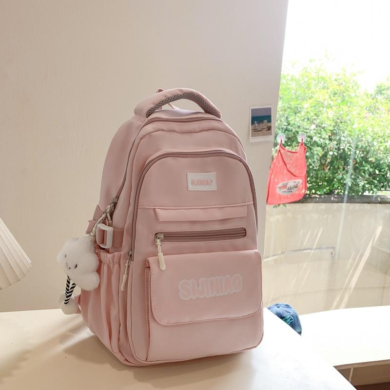 Schoolbag Korean Version Ins Simple Campus Soft Girl Girl Schoolbag Japanese Harajuku Style Large Capacity Solid Color Middle School Student Backpack
