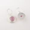 Round Pink Cat's Eye 925 Stamped Silver Gemstone Jewelry Handmade Earrings 1.40" EE-4-49