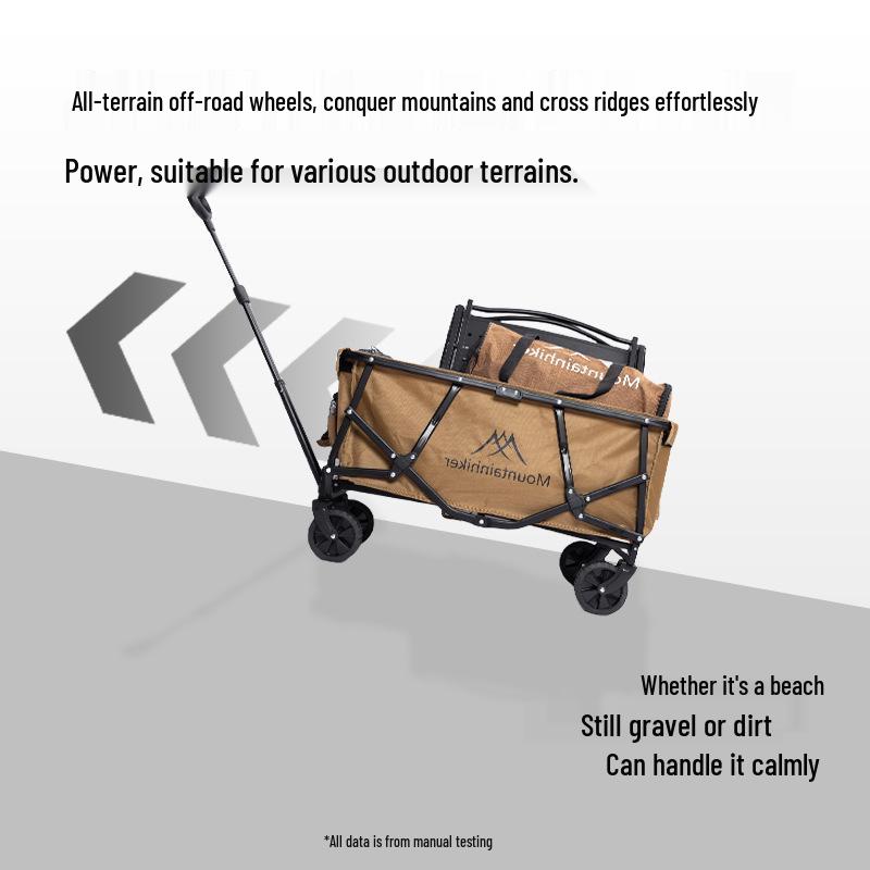 ShanZhiKe Double-Layer Portable Folding Camp Stroller - Outdoor Hand Pull Cart for Picnic and Stall Use