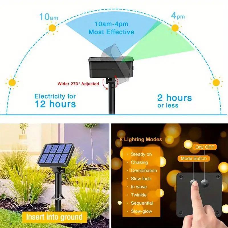 Christmas Decor Solar String Lights 8 Modes Waterproof Outdoor Garden Decor Xmas Fairy Solar Light for Patio Street Yard Balcony