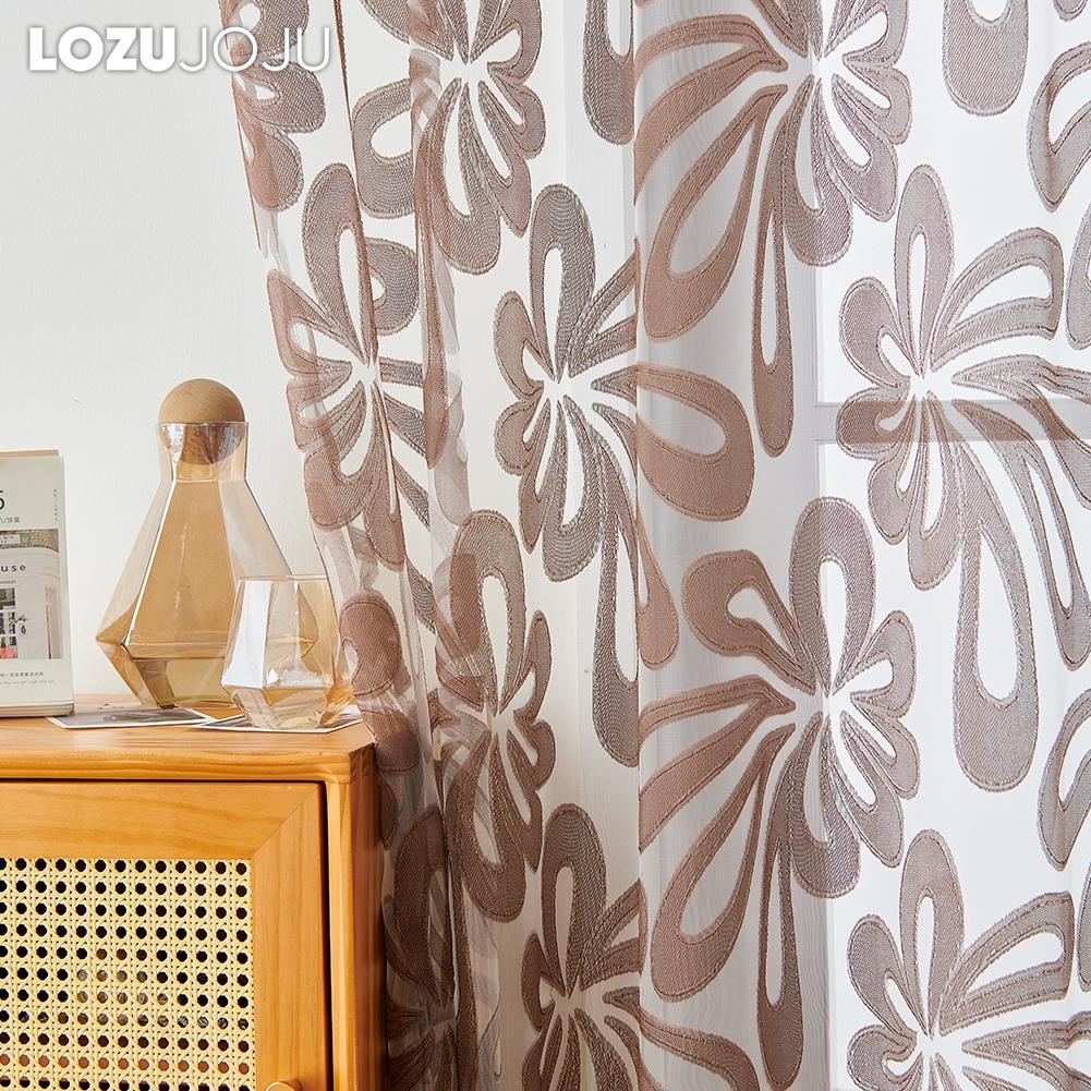 1PC LOZUJOJU 10% Blackout Tulle Simple and Versatile European Jacquard Sheer Curtain for Kitchen Living Room Bedroom Balcony Window Home Decor