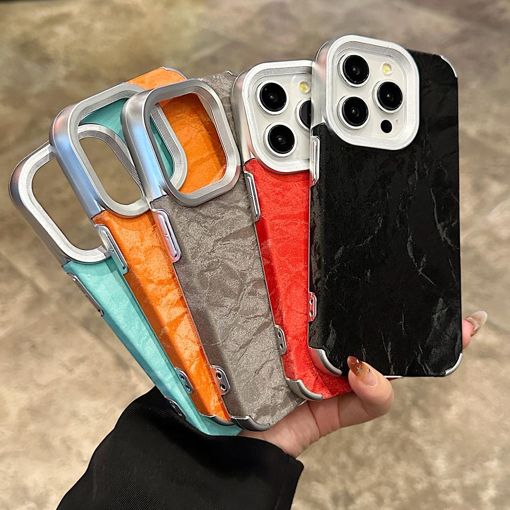 Samt-Schutzhülle „Snow Mountain“ für iPhone 17 Air, 16, 15, 14 Plus, 13, 12, 11 Pro Max – Stoßfeste, matte Lederoptik
