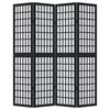 4 Piece Black Folding Screen Solid Paulownia Wood