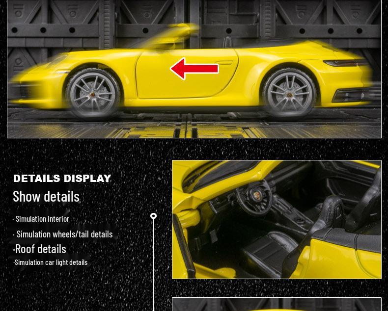 Caipo 88706 911 Carrera Alloy Toy Car with Sound, Light & Pull-back Function