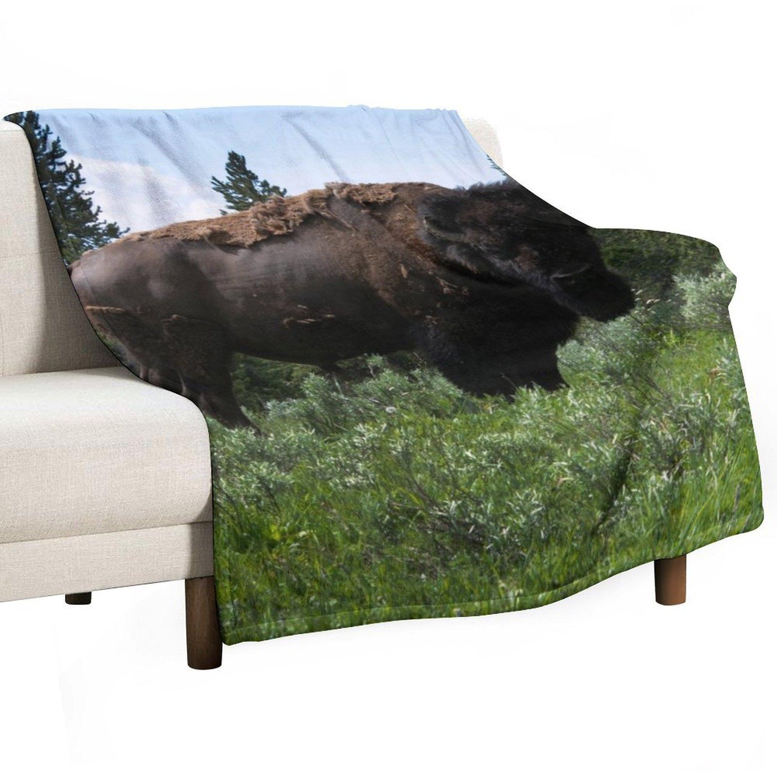 

Buffalo Stare Down Throw Blanket Blankets For Sofas cosplay anime Multi-Purpose Stuffeds Blankets 30x40in