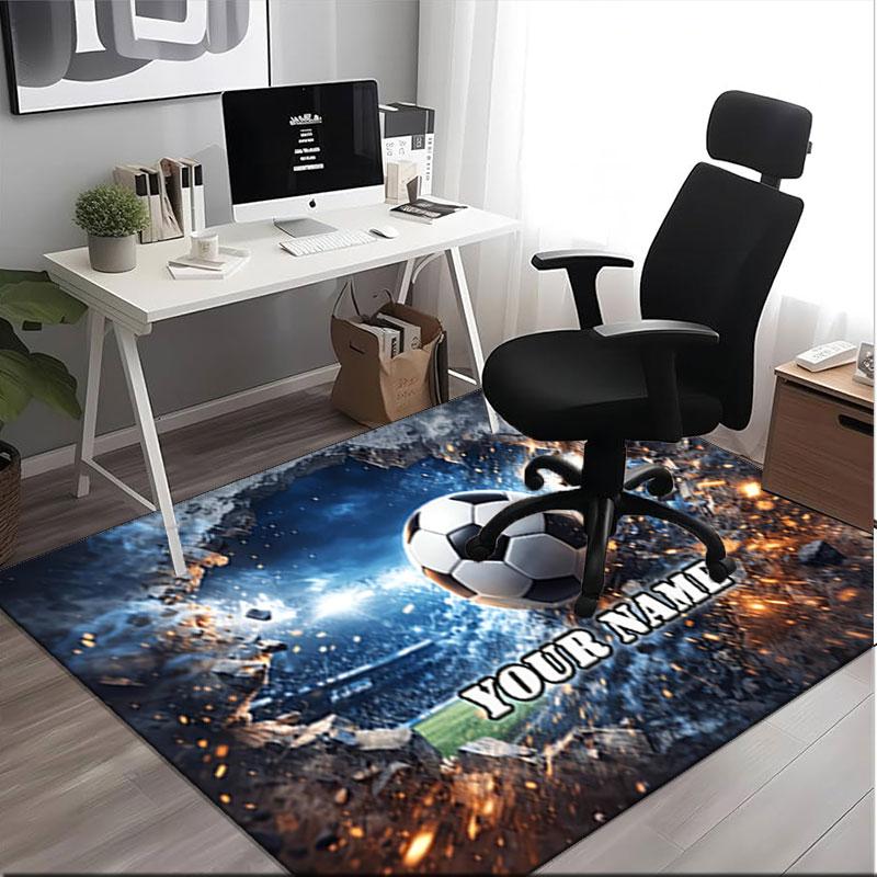 1PC Custom Name "Your Name: Soccer Legend" Theme Floor Mat Ideal for Living Room, Game Rooms, Office, Bedroom,Floor Mat Playful Design