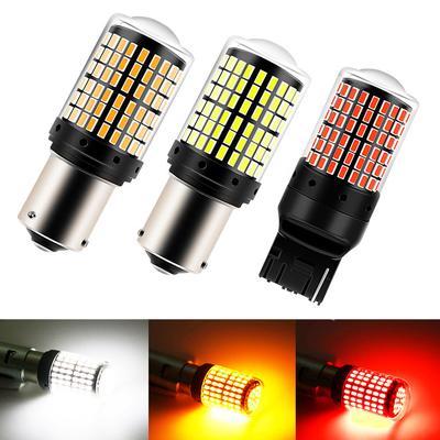 2Pcs Car LED Turn Signal 144SMD Canbus 1156 BA15S P21W BAU15S PY21W T20 7440 W21W P21/5W 1157 BAY15D Error Free Auto Brake Bulb 12v