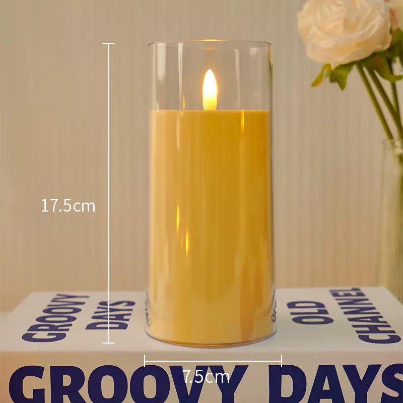 LED Simulierte Kerze mit Acrylglasbecher für Weihnachts-, Geburtstags-, Hochzeits-Atmosphärendekoration