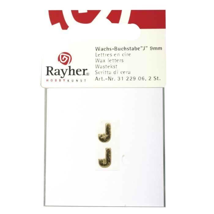 Lettres en cire -J-, or, 9mm,sct.-LS 2 pces