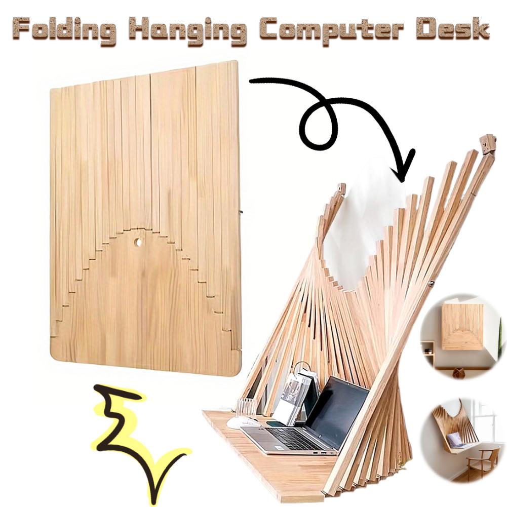 Minimalist Computer Desk Wall Mounted Solid Wood Folding Hanging Desks Creative Design Space Saving Office Foldable Wall Table