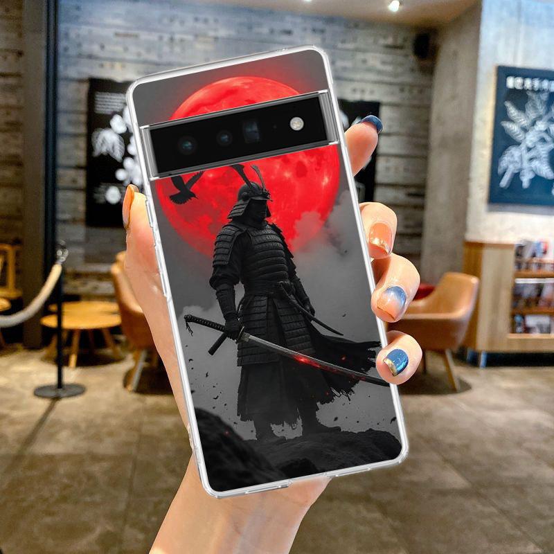 Phone Case For Google Pixel 9 8 7 6 9A 8A 7A 6A 5 4 5A 4A 3A Pro XL Soft Clear TPU Transparent Cover Japanese Samurai Art