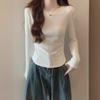 Damen Arc Hem Irregular Langarm-T-Shirt für Herbst/Winter 2025