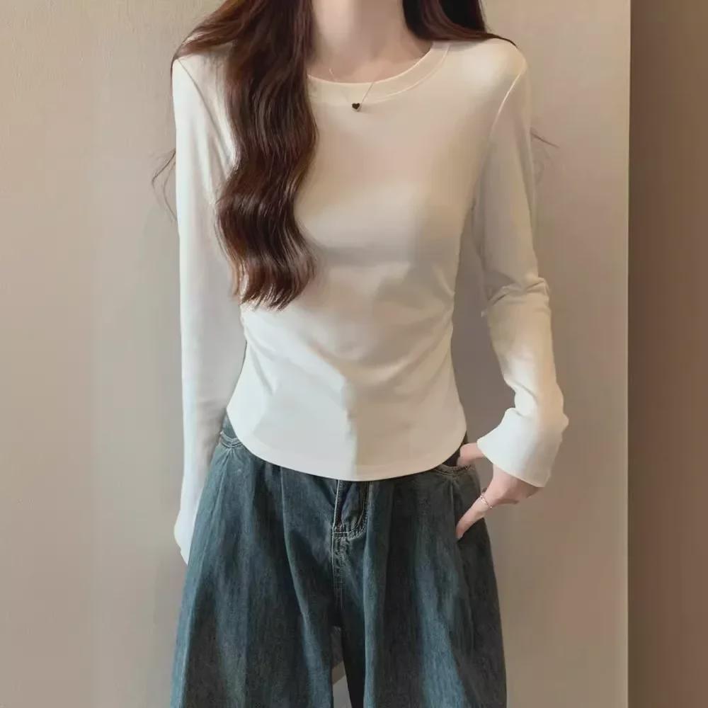 Damen Arc Hem Irregular Langarm-T-Shirt für Herbst/Winter 2025