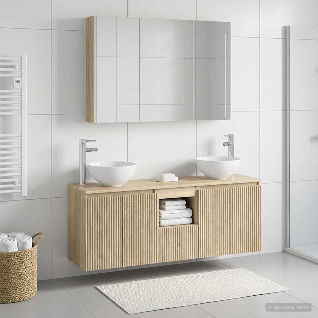 Bathroom Cabinet Set 4 pcs Sonoma Oak 103.5 x 15.5 x 70 cm