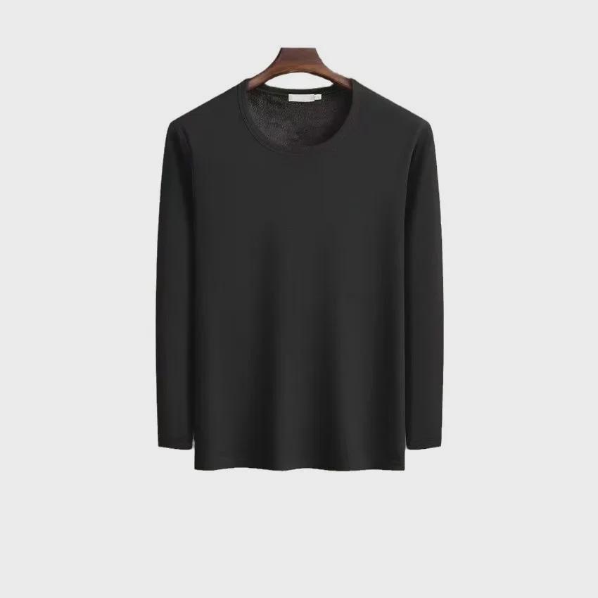 Men's Velvet-Thickened Thermal Long-Sleeve Slim-Fit T-Shirt in Solid Colors