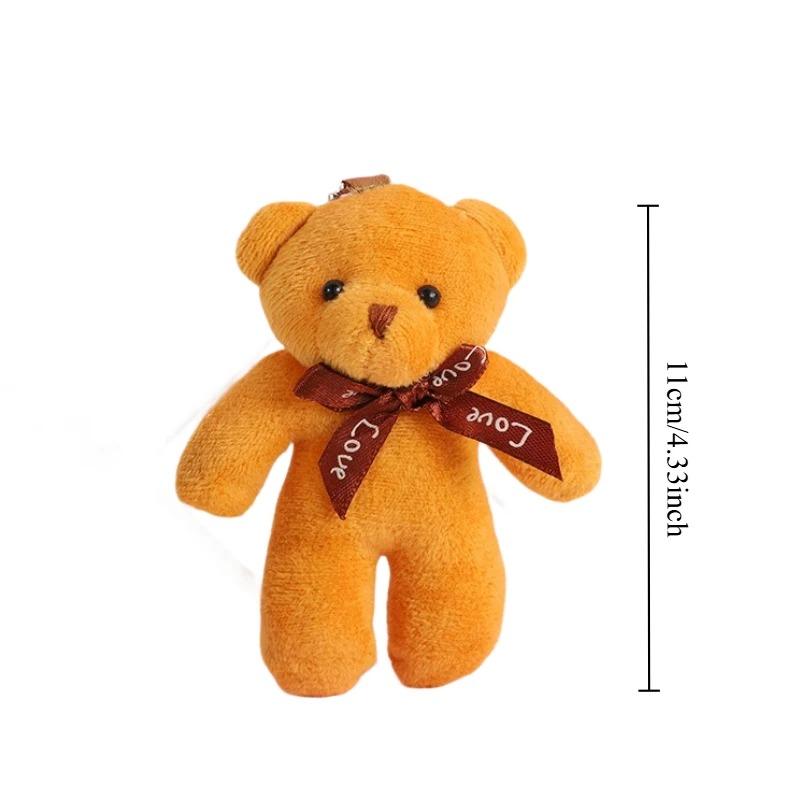 12pcs Mini Teddy Bear Toy Plush Stuffed Doll Keychain Craft Accessory Birthday Gifts Party Favors Supplies DIY for Cuddly Fluffy Huggable Kawaii
