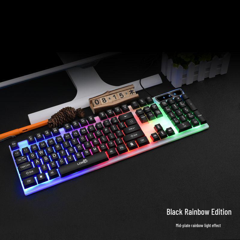 Gaming Style USB Keyboard and Mouse Set with Backlit Mechanical Feel for Desktop and Laptop
