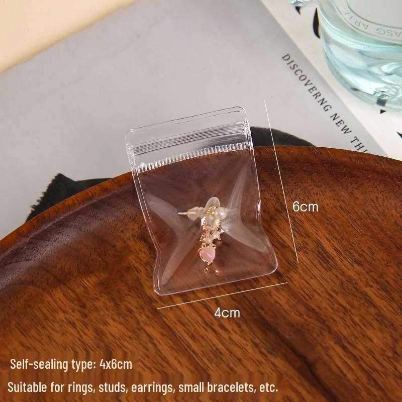Self-Sealing Transparent PVC Jewelry Storage Bag for Earrings and Bracelets