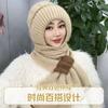 New double-color thermal cap versatile velvet scarf integrated snow cap plush wool cap buckle ear protector knitted cap